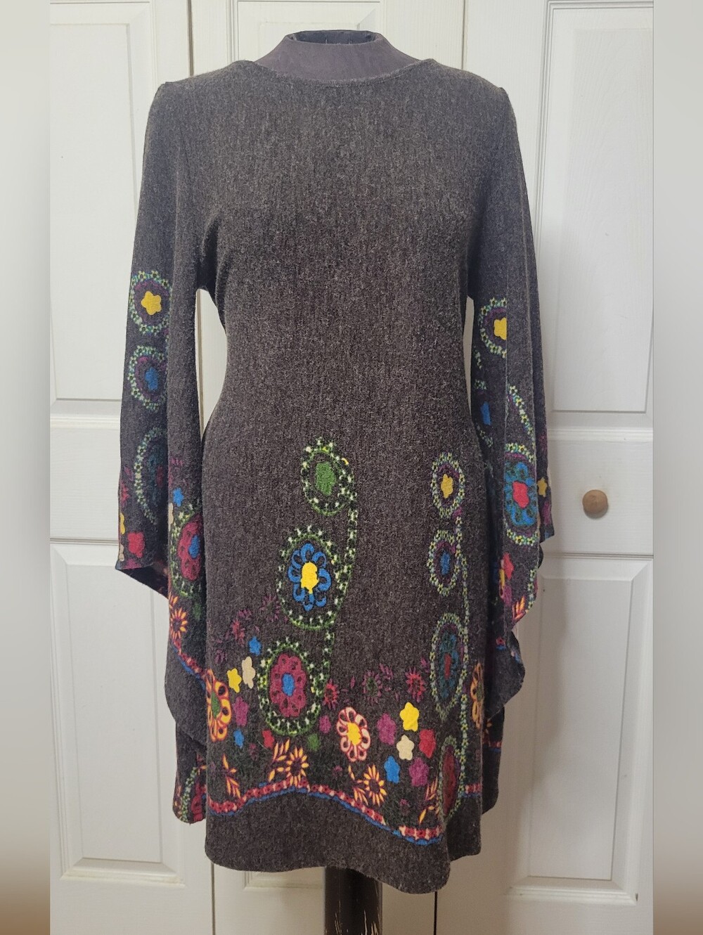 Aryeh For Anthropologie Brown Retro Print Sweaterdress XXL Winter Sweater Dress